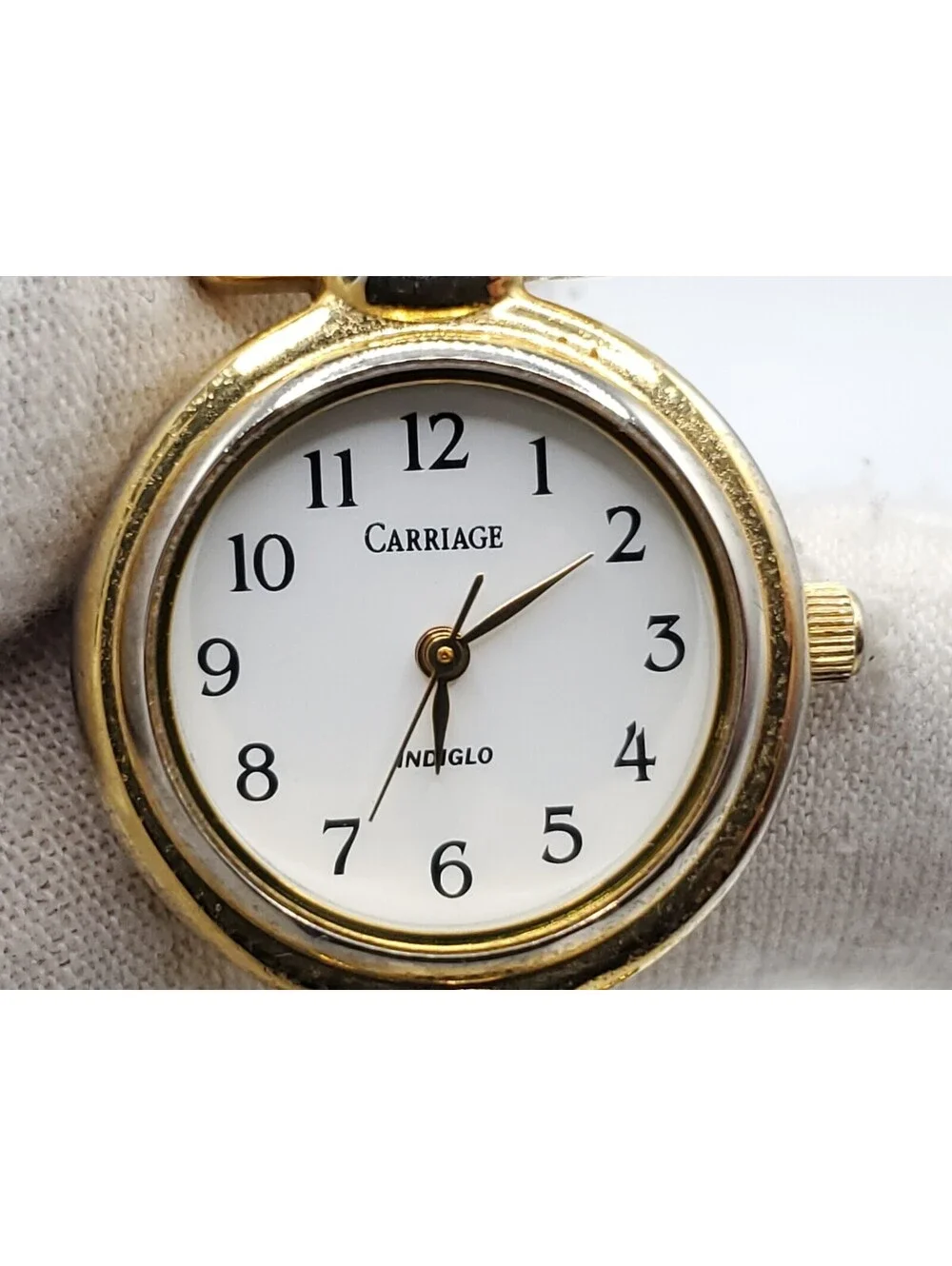 Carriage By Timex Indiglo Womens Watch New Battery Two-Tone White Dial 24mm